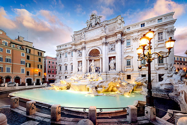 Trevi Fountain, the largest Baroque fountain in the city and one of the most famous fountains in the world located in Rome, Italy.