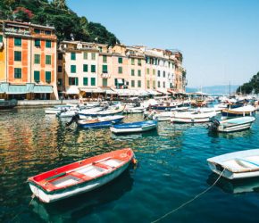 The trendy Italian fishing village on a sunny day - Italian Riviera
